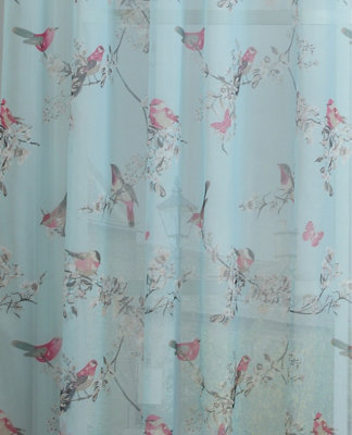Blossom Duck Egg Tie-Top Voile Panel