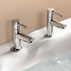 Blossom Modern Chrome Single Pair of Hot and Cold Bath Taps