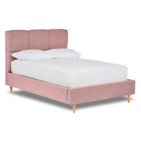Blossom Modern Square Paneled Fabric Bed Base Only 5FT King- Marlow Dusty Pink