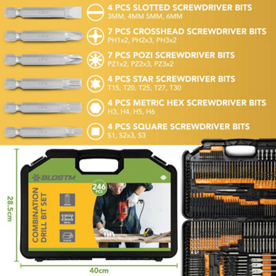 BLOSTM 246PC Combination Drill Bit Set - 5