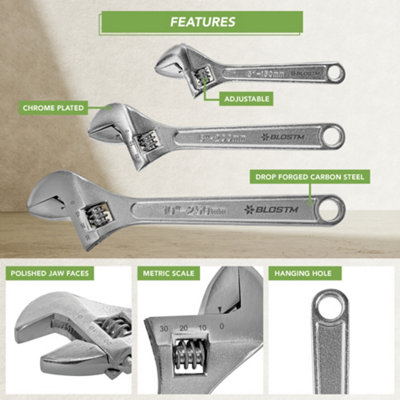 BLOSTM Adjustable Spanner Set 3 Piece - 5