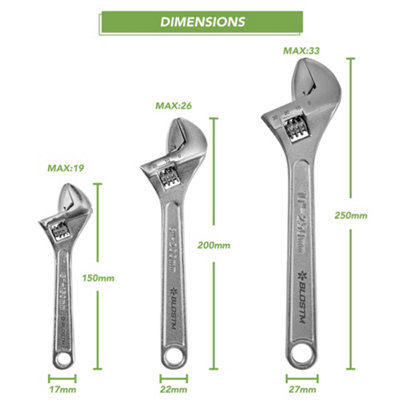BLOSTM Adjustable Spanner Set 3 Piece - 6
