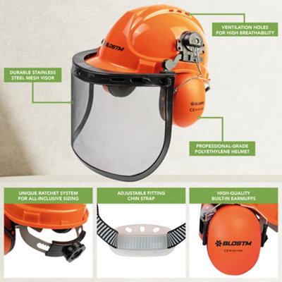 BLOSTM Chainsaw Safety Helmet With Visor - 6