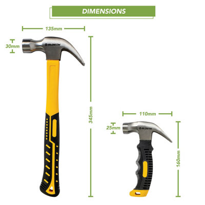 BLOSTM Claw Steel Hammers - 2 Pack - 6