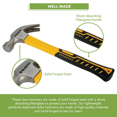 BLOSTM Claw Steel Hammers - 2 Pack - 4