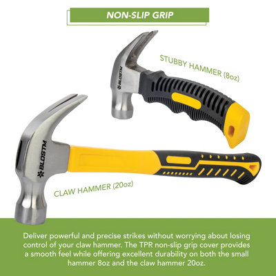 BLOSTM Claw Steel Hammers - 2 Pack - 5