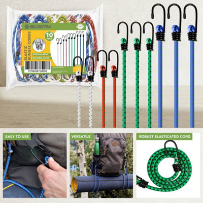 BLOSTM Elastic Bungee Cords Pack Of 10 - 7
