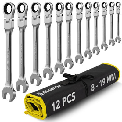 BLOSTM Flexible Combination Ratchet Spanner Set - 12Pcs