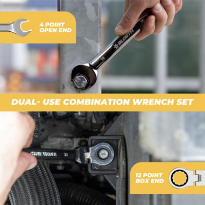 DEWALT Rollgabelschlüssel 14 Mm - Ratschen-Gabelschlüssel Mit Flex-Griff, Anti-Rutsch