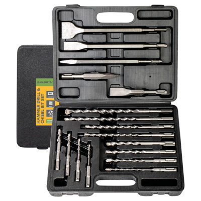 BLOSTM Hammer Drill & Chisel Bit Set 17 Pieces DIY at B&Q