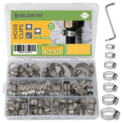 BLOSTM Hose Clips 71Pcs 8-38 mm