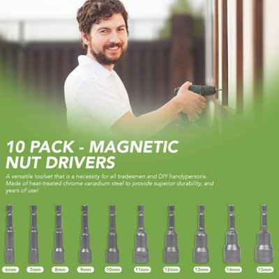 BLOSTM Magnetic Nut Drivers - 10 Pack - 4