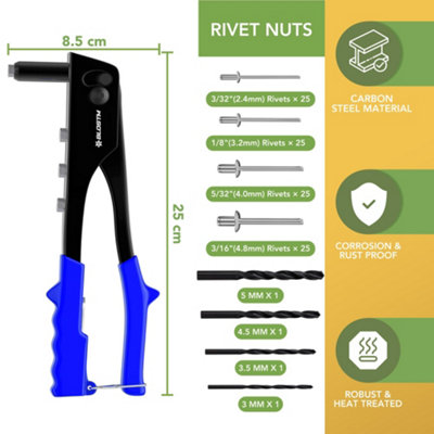 BLOSTM POP RIVET GUN 100 PCS BLUE