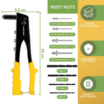 BLOSTM POP RIVET GUN 100 PCS YELLOW