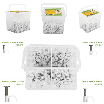BLOSTM Round Cable Clips - Pack Of 400 - 7