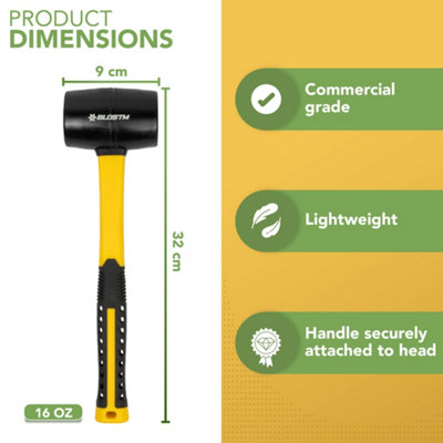 BLOSTM Rubber Mallet Hammer 16 Oz