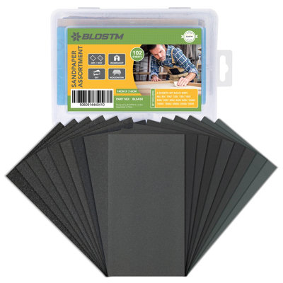 BLOSTM Sandpaper Assortment - 102 Pieces