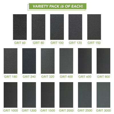 BLOSTM Sandpaper Assortment - 102 Pieces - 6