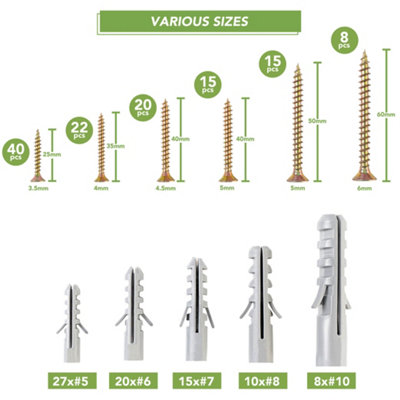 BLOSTM Screws And Wall Plugs - 200 Piece - 3