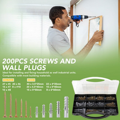 BLOSTM Screws And Wall Plugs - 200 Piece - 4
