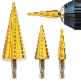 BLOSTM Steel Step Drill Bits - 3PCS