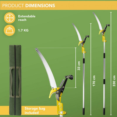 BLOSTM Telescopic Tree Pruner 3.3m - 2 in 1 Extendable Tree Loppers ...