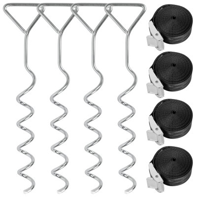 Phopich Ground Anchor Screw in, 4 Pack Spiral Trampoline Anchors with Nut and Tool
