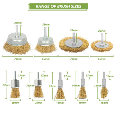 BLOSTM Wire Brush Drill Attachment Set - Steel & Brass Brush Set of 9 - 4