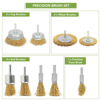 BLOSTM Wire Brush Drill Attachment Set - Steel & Brass Brush Set of 9 - 5