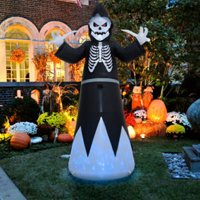 Blow Up Outdoor Halloween Grim Reaper Inflatable with Blue LED Lights 240cm