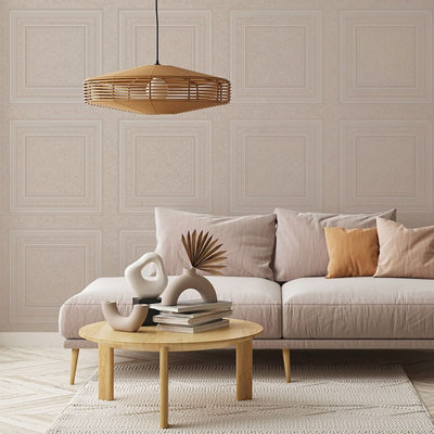 Blown Vinyl Panel Wallpaper Beige Belgravia 5837