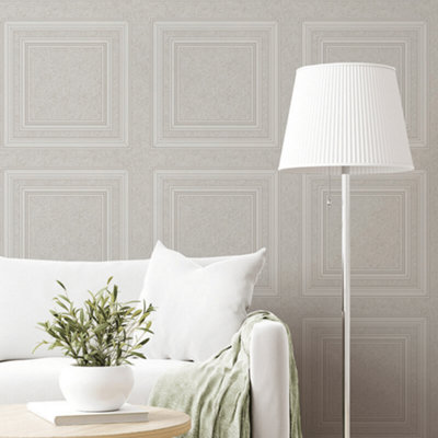 Blown Vinyl Panel Wallpaper Grey Belgravia 5838