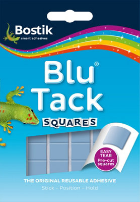 Blu Tack Pre Cut Squares Blue ReUsable Adhesive Putty DIY at B&Q