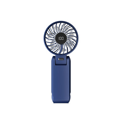 Blue 100-Speed Handheld Foldable Neck Hanging Fan with Strap