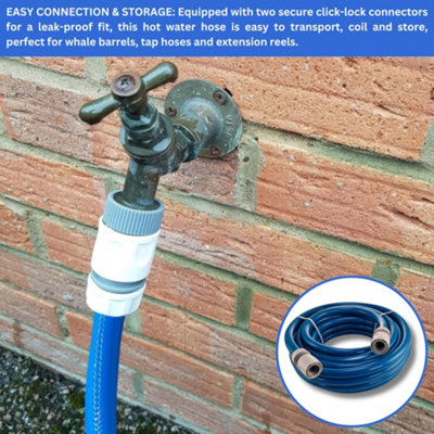 Blue 12mm 1/2" Cold Water Hose Pipe - Premium Food Grade Water Hose with Connectors - for Caravan, Boat & Garden (25m)