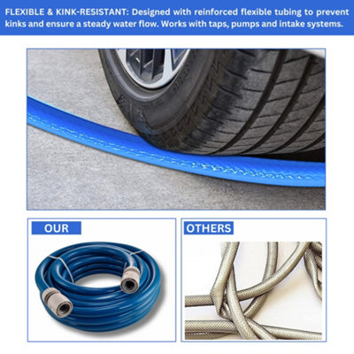 Blue 12mm 1/2" Cold Water Hose Pipe - Premium Food Grade Water Hose with Connectors - for Caravan, Boat & Garden (25m)