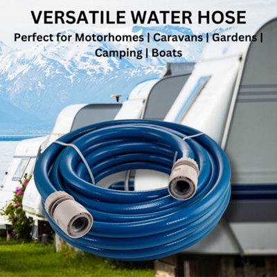 Blue 12mm 1/2" Cold Water Hose Pipe - Premium Food Grade Water Hose with Connectors - for Caravan, Boat & Garden (25m)