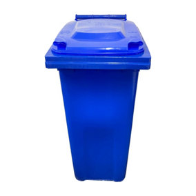 Blue  140L Compact Sized Waste Recycling Wheelie Bins With Strong Rubber Wheels & Lid
