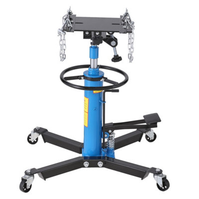 Blue 2 Stage 0.5 Ton Spring Loaded Vertical Hydraulic Transmission Jack with Castors