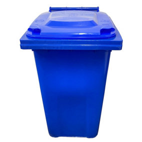 Blue 240L Standard Sized Outdoor Recycling Wheelie Bin With Rubber Wheels & Lid