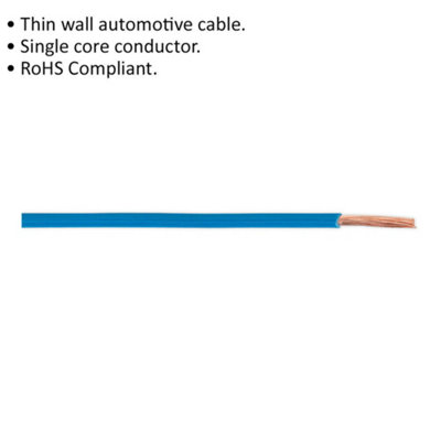 Blue 25A Thin Wall Automotive Cable - 30m Reel - Single Core - RoHS Compliant