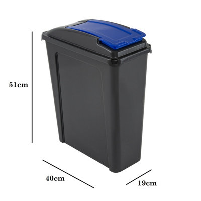 Blue 25L Slimline Kitchen Bin Wham Recycling Rubbish Waste Dustbin Flip Top Lid - 7