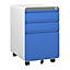 Blue 3-Drawer Mobile File Cabinet for A4 File Lockable with Hanging File Frame and Anti-tilt Rolling Design