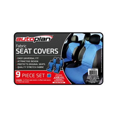 Solid Car Seat Covers With 2 Separate Headrest Covers: Navy Blue - Front