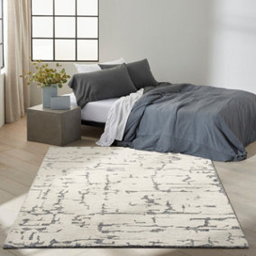 Blue Abstract Handmade Luxurious Modern Wool Rug For Bedroom & Living Room-236cm X 297cm