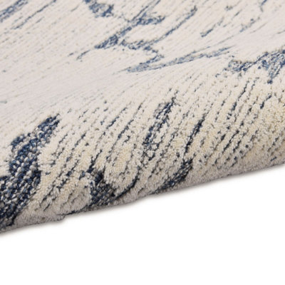 Blue Abstract Handmade Luxurious Modern Wool Rug For Bedroom & Living ...