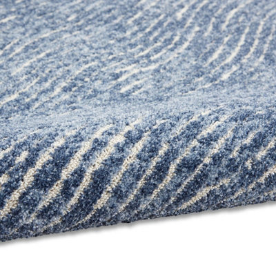 Blue Abstract Luxurious Modern Easy to clean Rug For Dining -229cm X 300cm