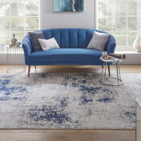 Blue Abstract Modern Easy to Clean Abstract Rug For Dining Room Bedroom And LivingRoom-80 X 240cm (Runner)