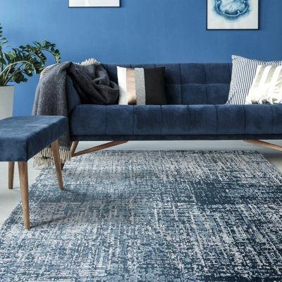 Blue Abstract Modern Rug For Living Room and Bedroom-200cm X 290cm