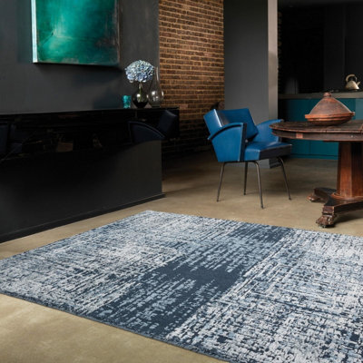 Blue Abstract Modern Rug For Living Room and Bedroom-200cm X 290cm